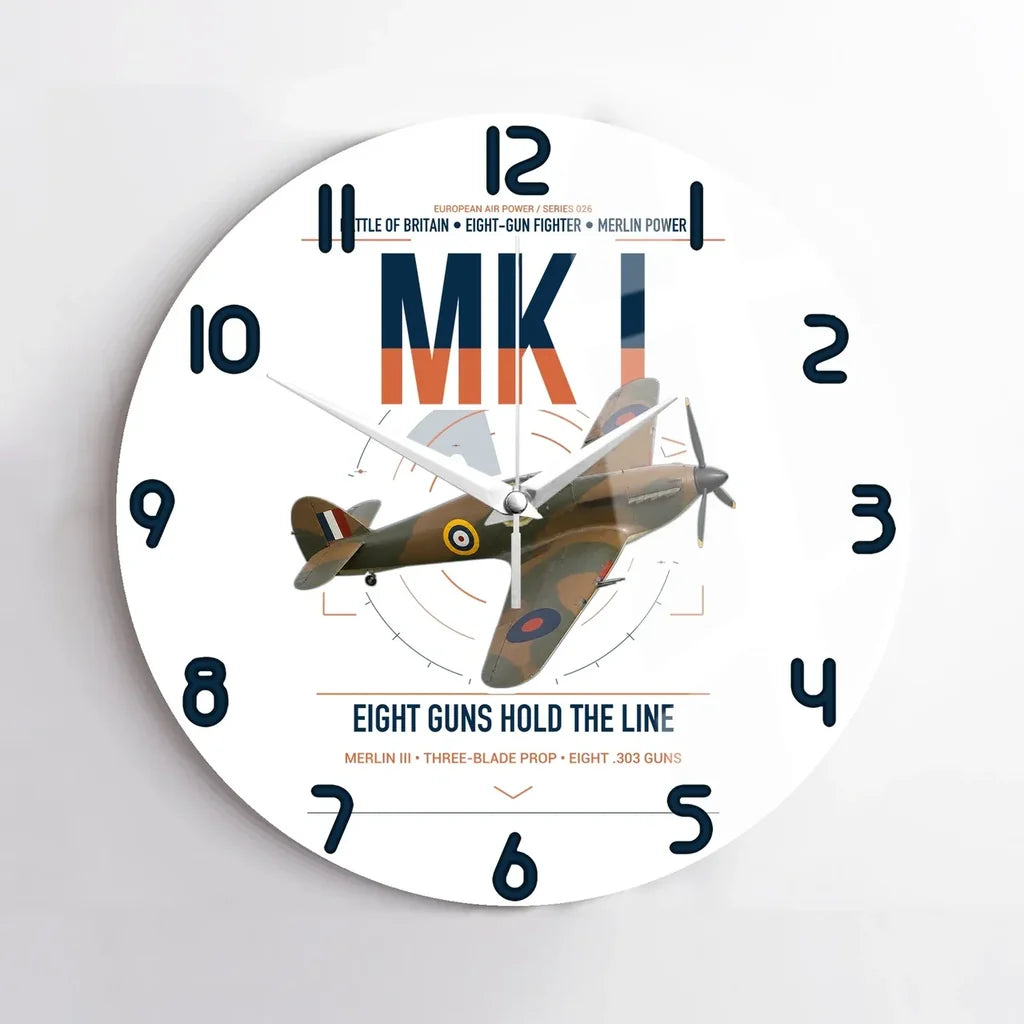 Hawker Hurricane Mk I design on white no frame wall clock