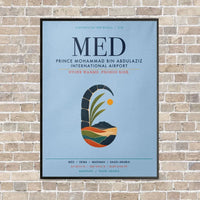Thumbnail for Prince Mohammad Bin Abdulaziz International Airport MED vertical canvas print - framed - light blue background