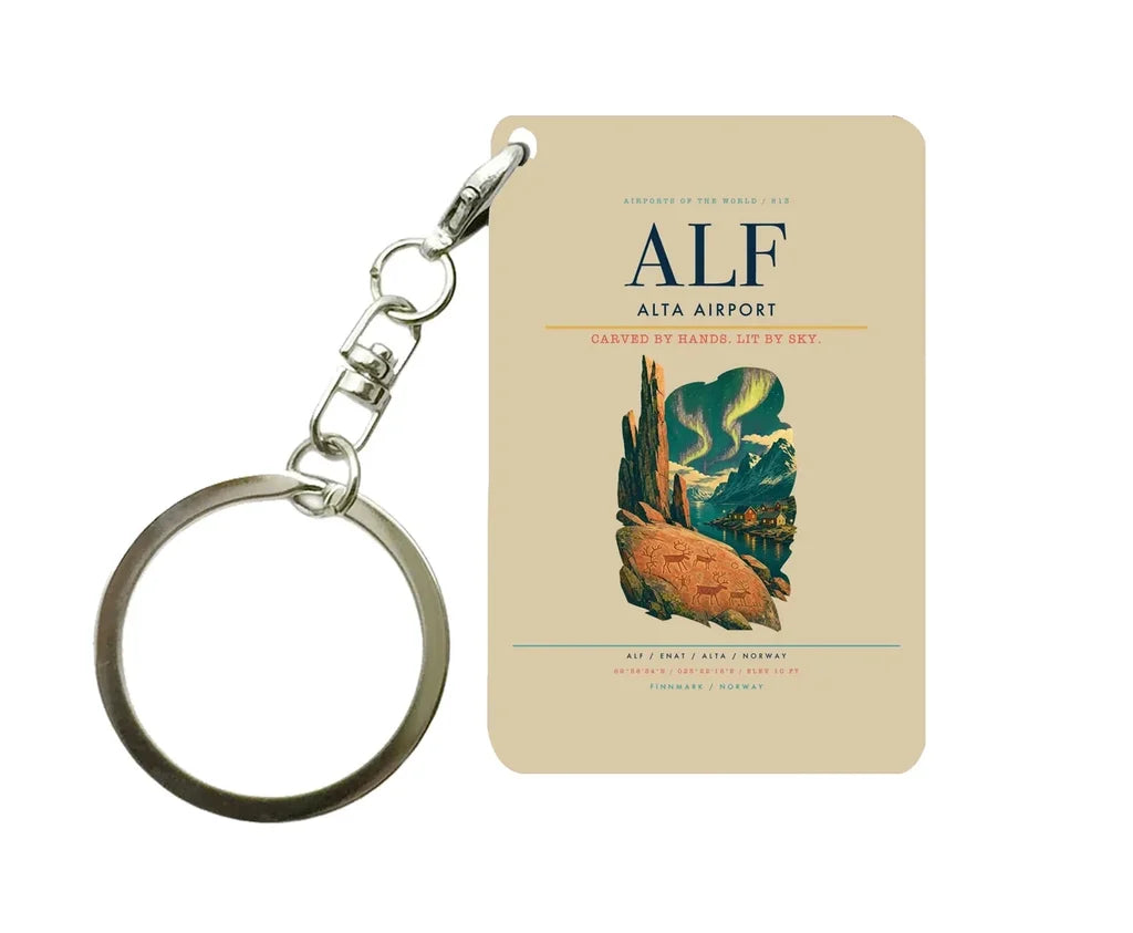 Alta Airport (ALF) design on beige key chain