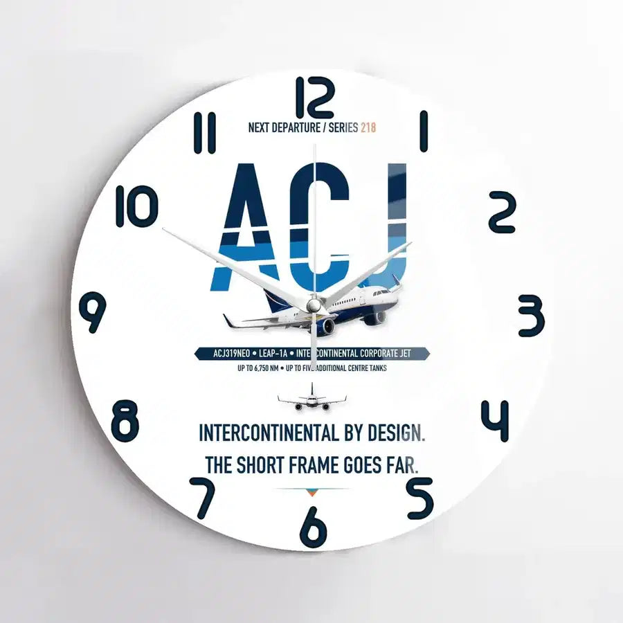 Airbus ACJ319neo design on white no frame wall clock