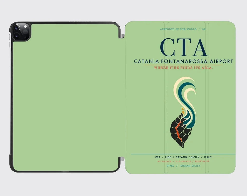 Catania-Fontanarossa Airport (CTA) design on light green ipad tablet case