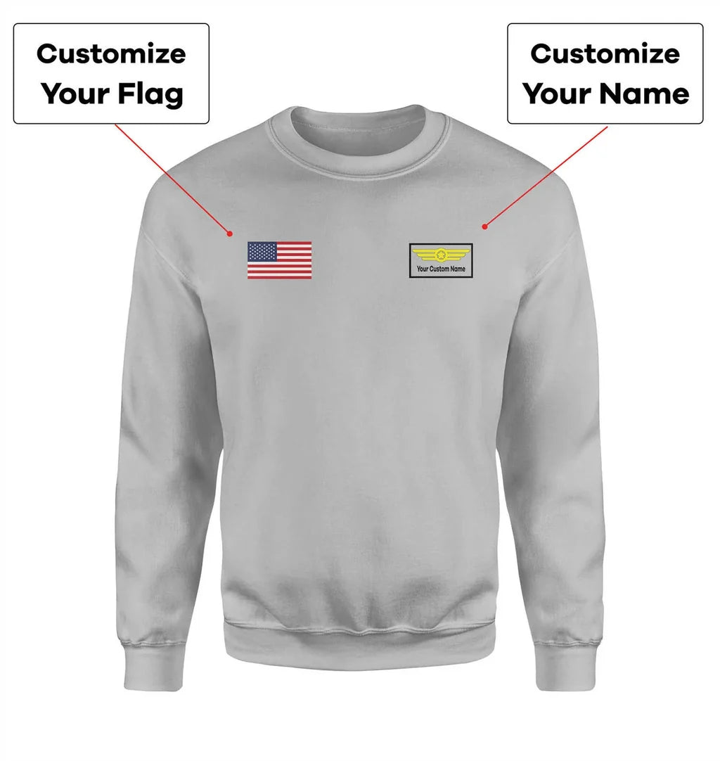 Customisable Flag & Name with Badge 3D Sweatshirt - view 3