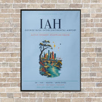 Thumbnail for Houston George Bush Intercontinental Airport IAH vertical canvas print - framed - light blue background