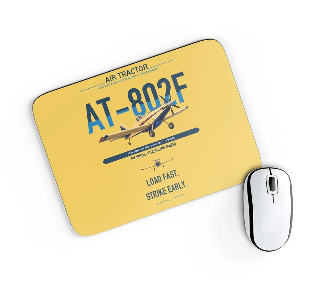 Air Tractor AT-802F design on yellow rectangle mouse pad
