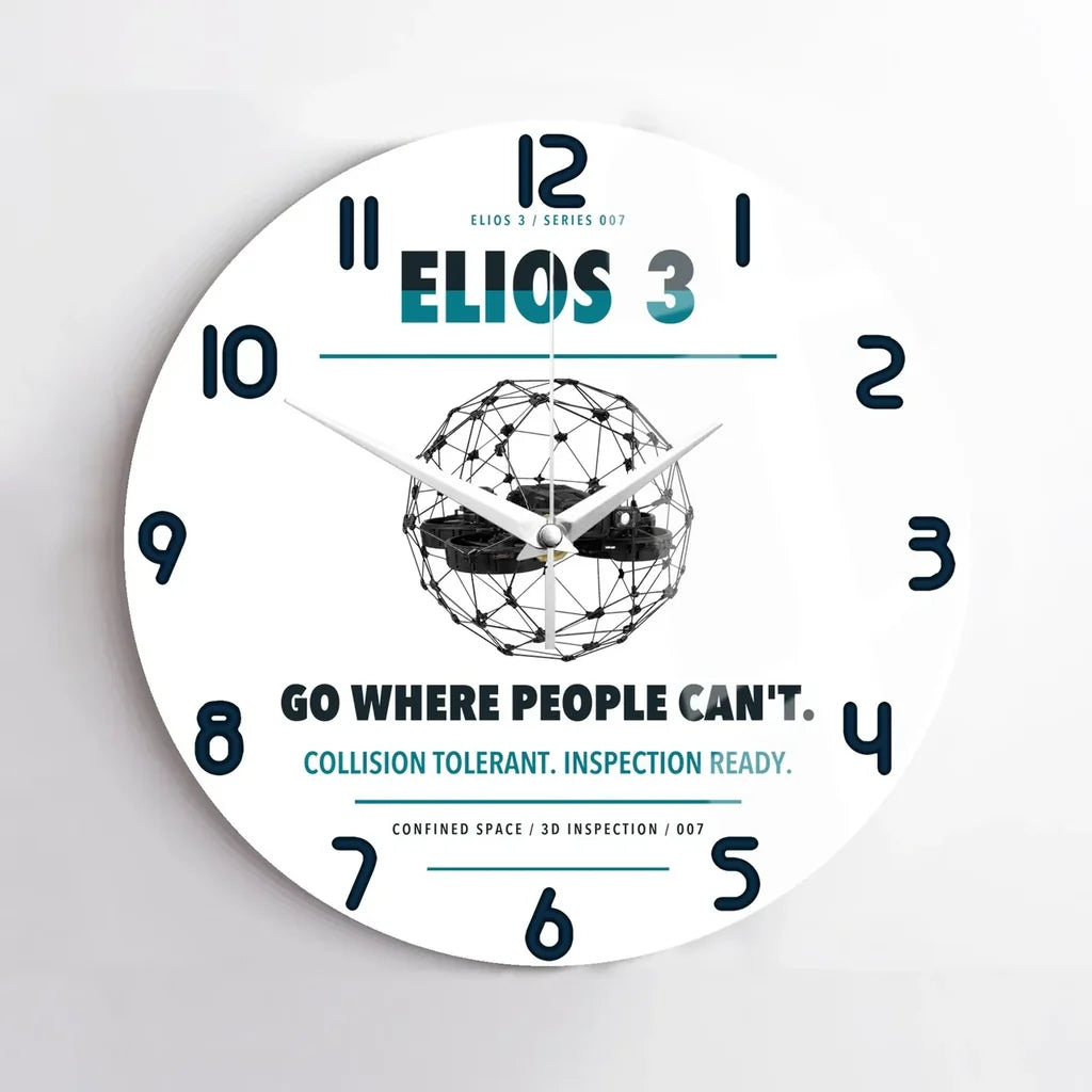Flyability Elios 3 design on white no frame wall clock