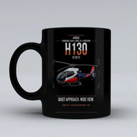 Thumbnail for Airbus H130 design on black ceramic mug, double-side print