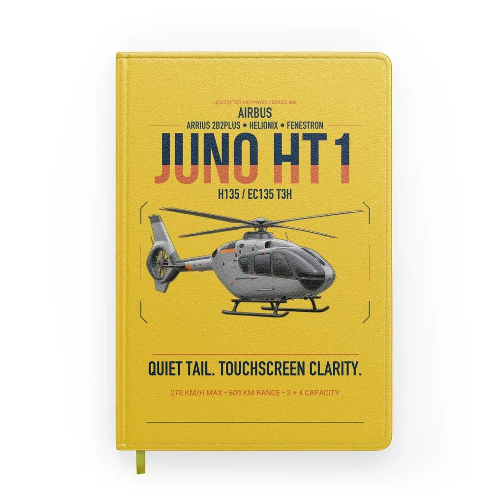 Airbus H135 Juno HT1 design on yellow notebook