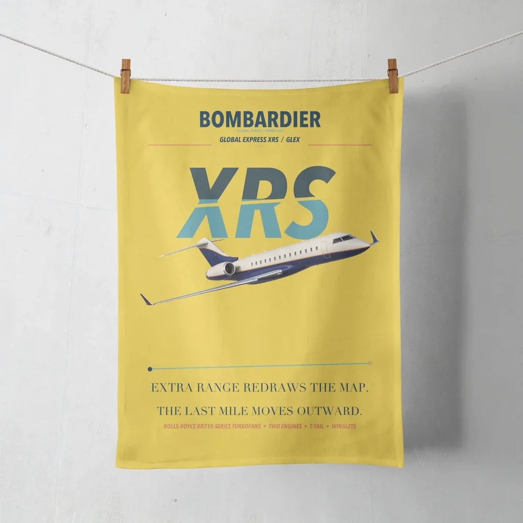 Bombardier Global Express XRS design on yellow towel