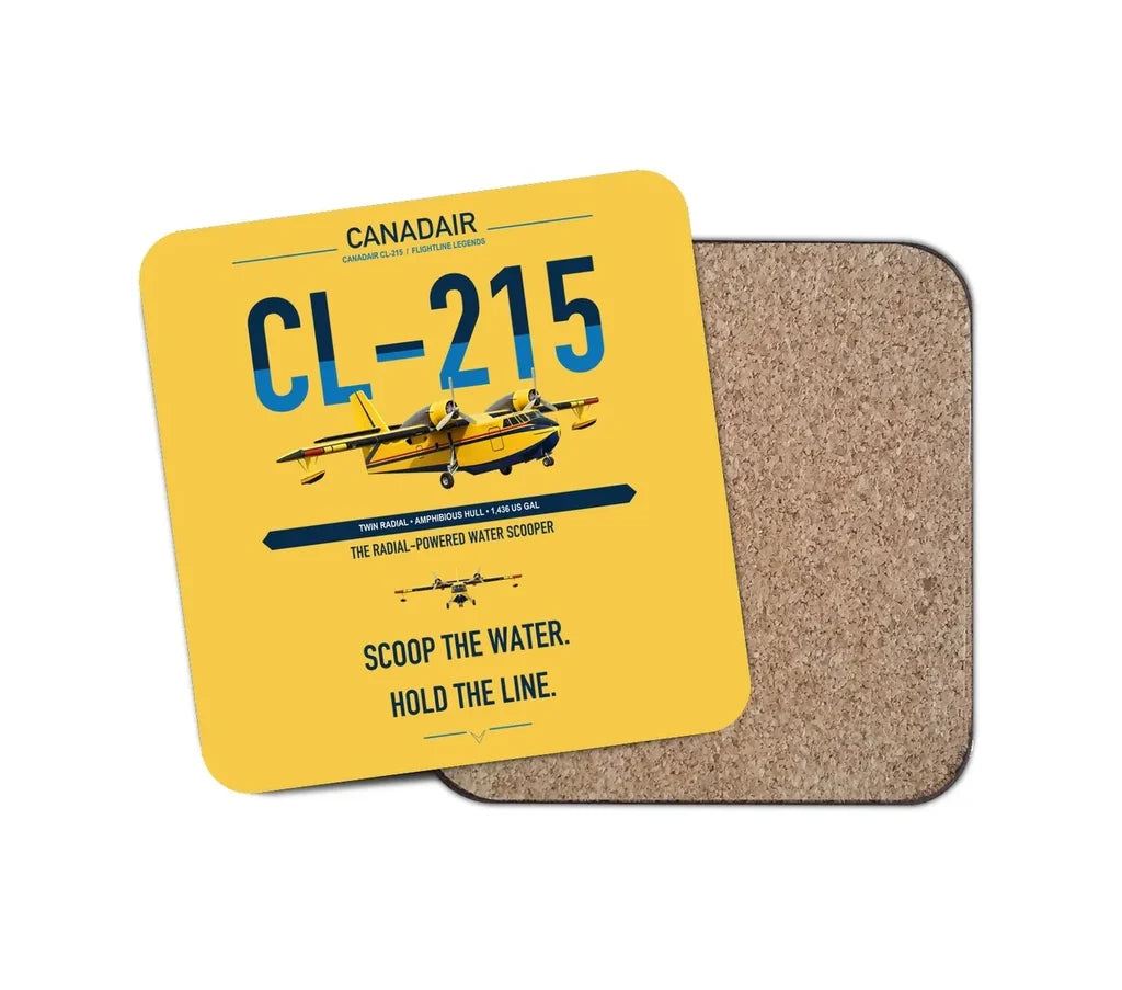 Canadair CL-215 design on yellow 1 piece coaster