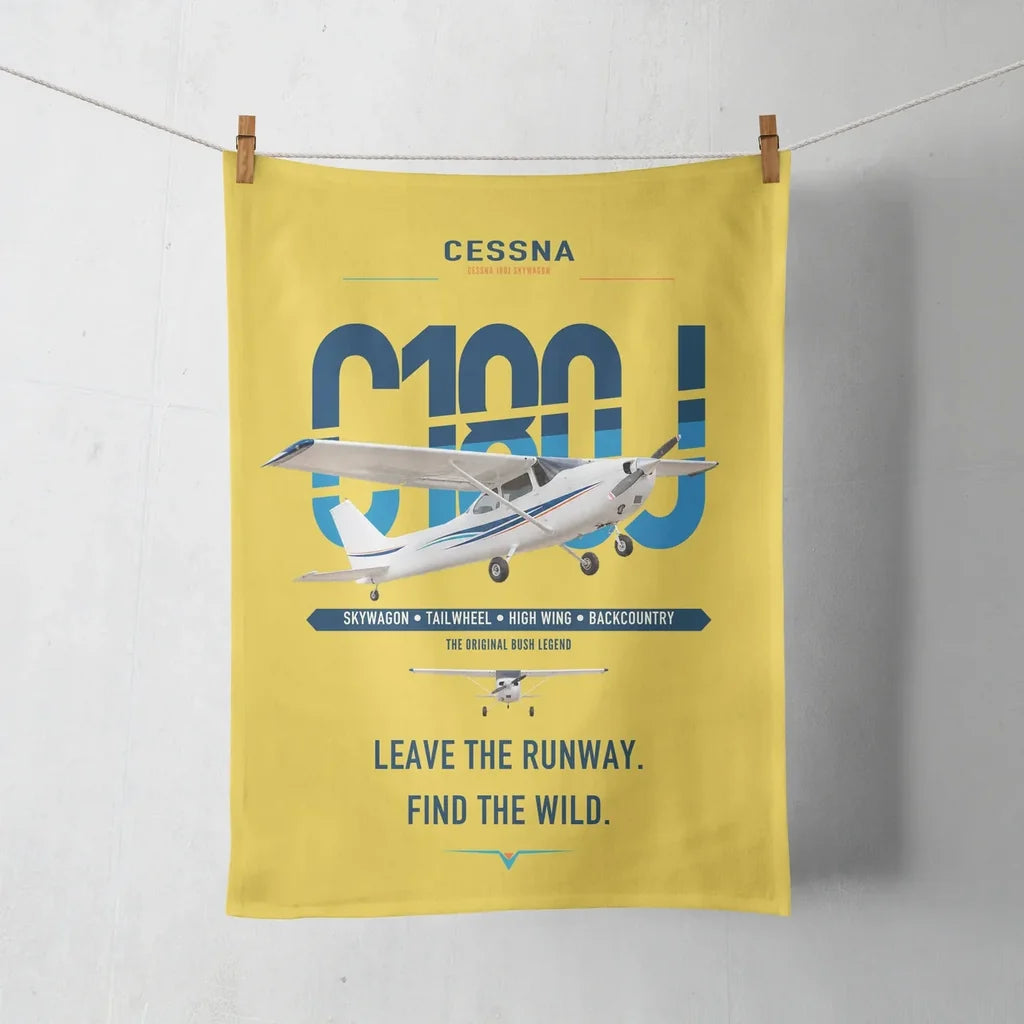 Cessna 180J Skywagon design on yellow towel