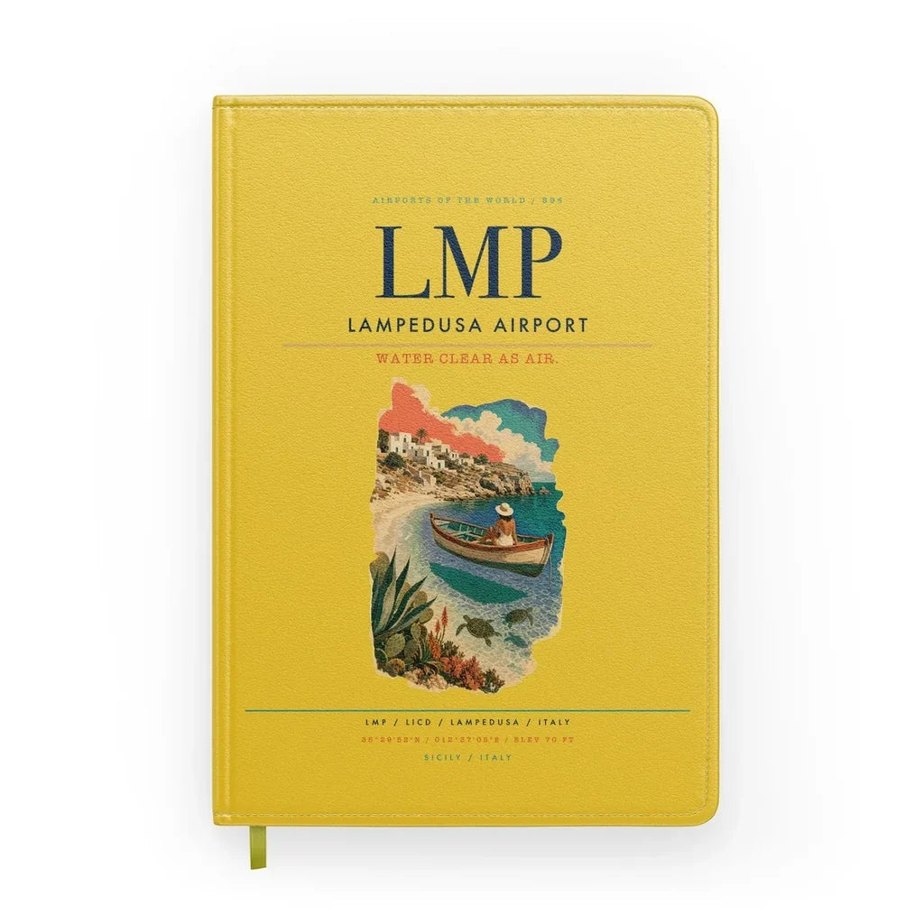 Lampedusa Airport (LMP) design on yellow notebook