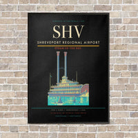 Thumbnail for Shreveport Regional Airport SHV vertical canvas print - framed - black background