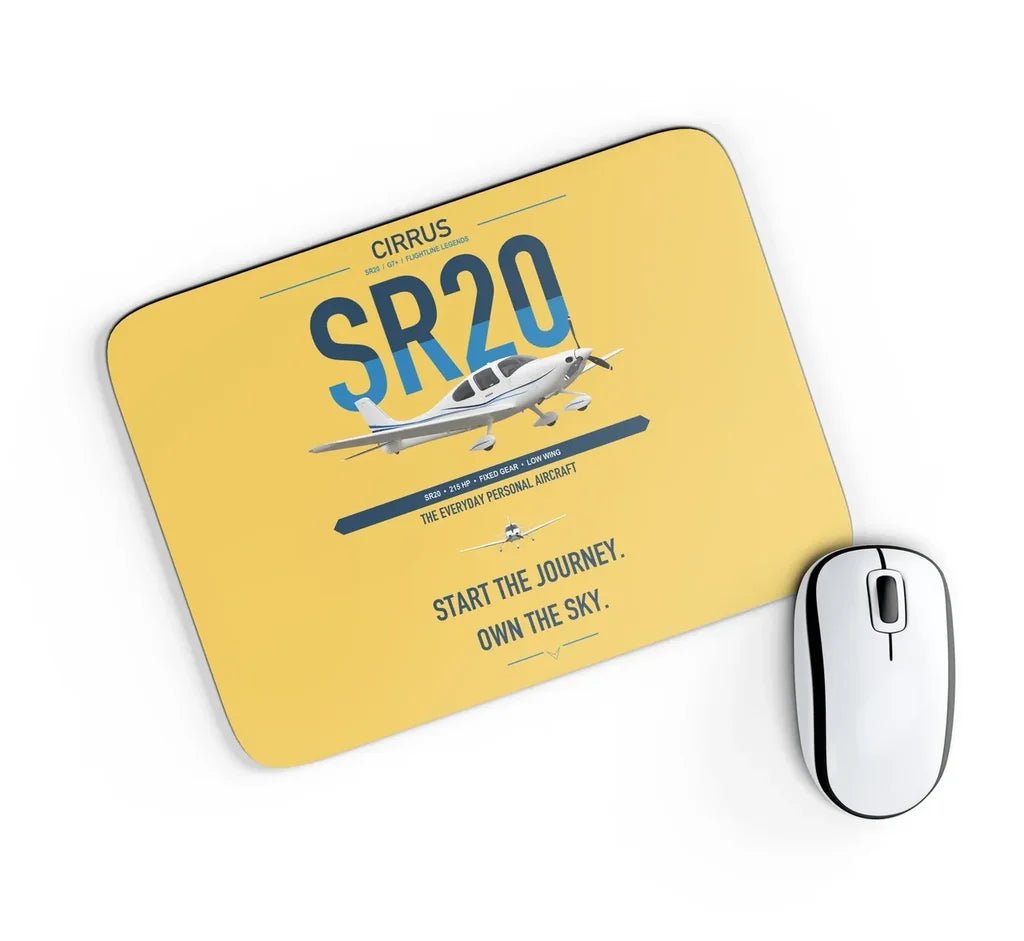 Cirrus SR20 design on yellow rectangle mouse pad