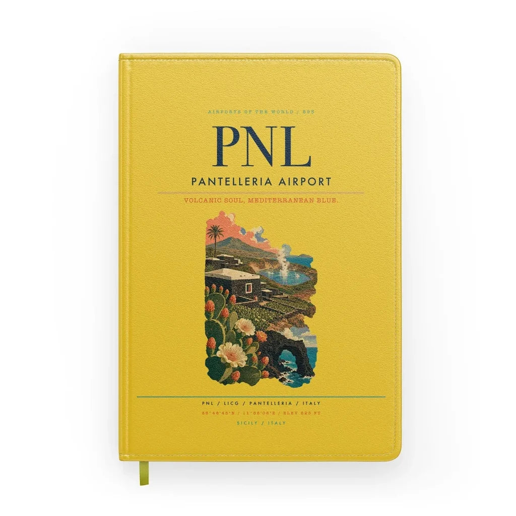 Pantelleria Airport (PNL) design on yellow notebook