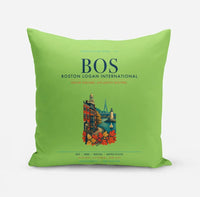 Thumbnail for Boston Logan International Airport (BOS) design on light green pillow