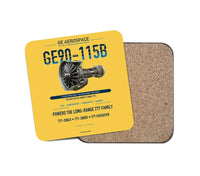 Thumbnail for GE90-115B design on yellow 1 piece coaster