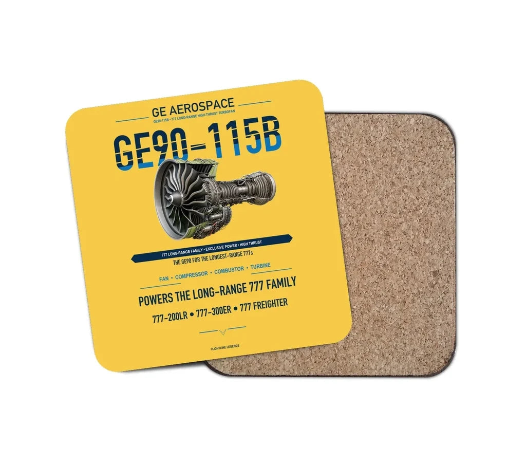 GE90-115B design on yellow 1 piece coaster