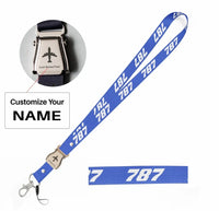 Thumbnail for Boeing 787 Flat Text seat belt lanyard - blue with name