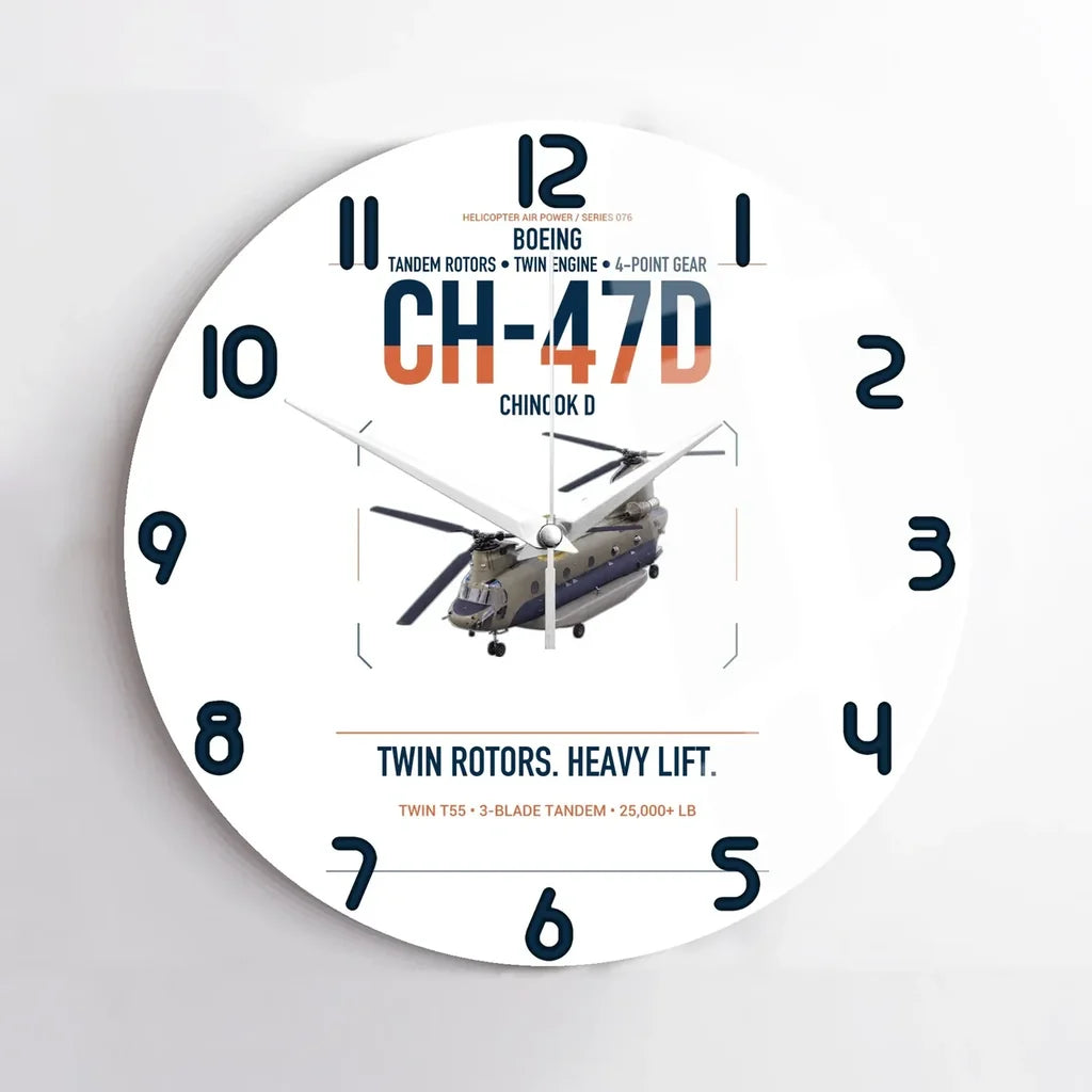 Boeing CH-47D design on white no frame wall clock