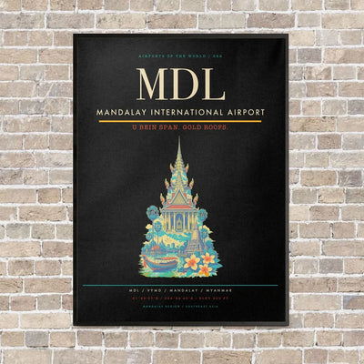 Mandalay International Airport MDL vertical canvas print - framed - black background
