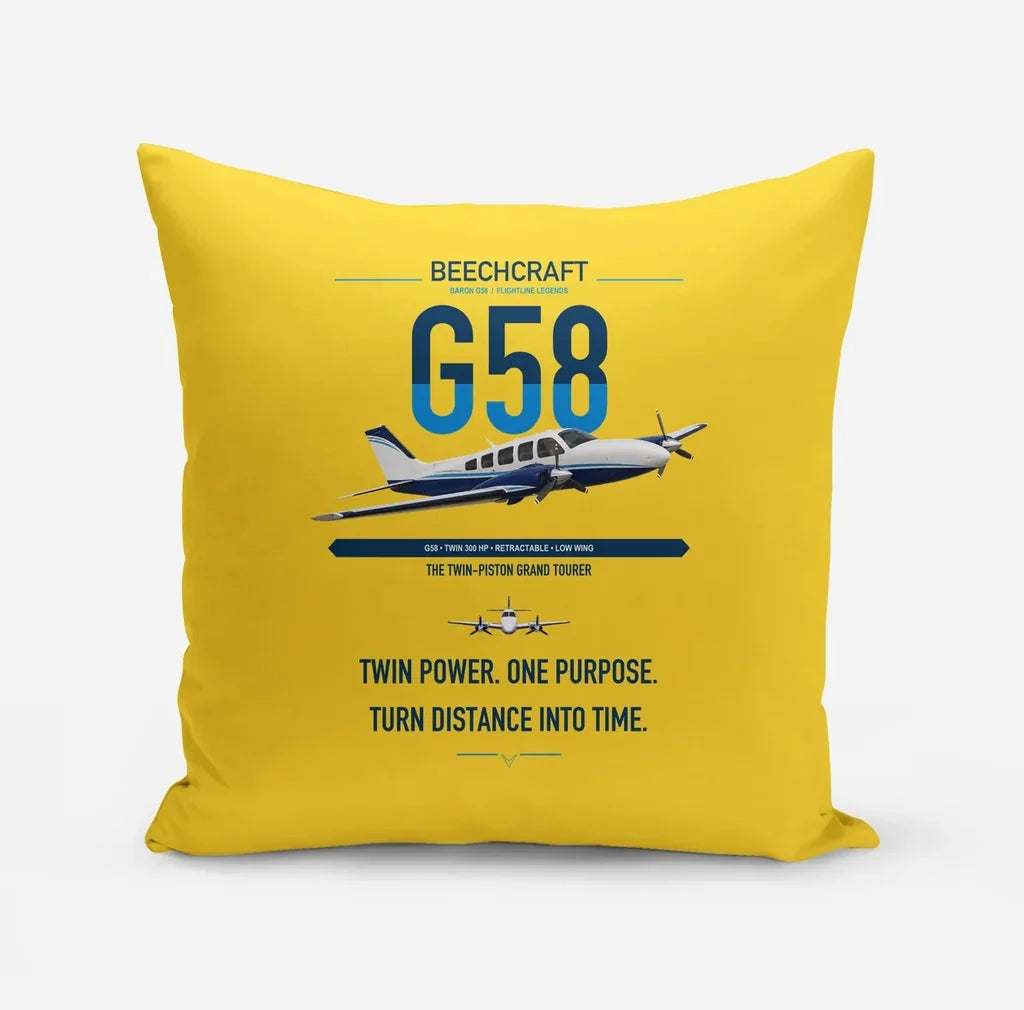 Beechcraft Baron G58 design on yellow pillow