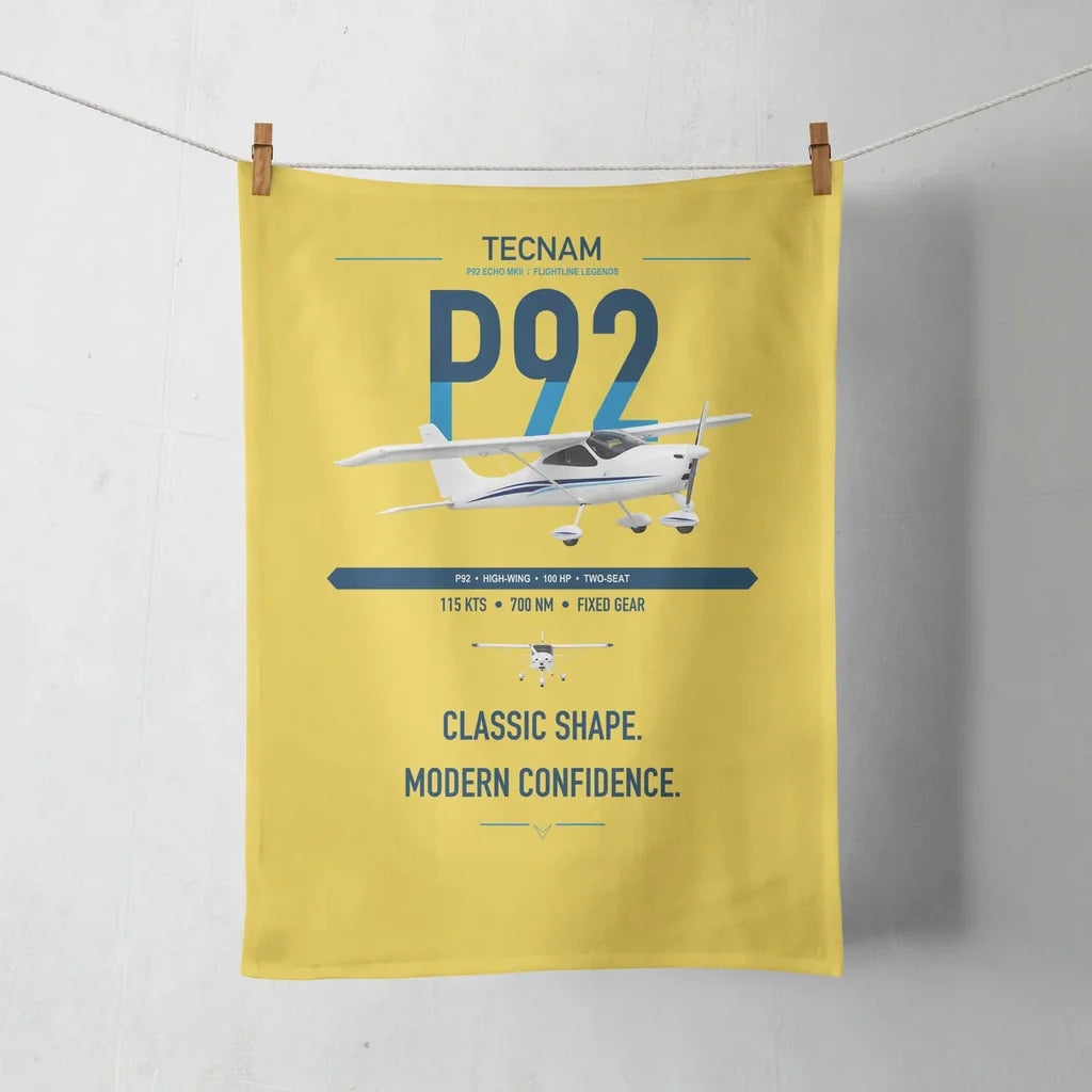 Tecnam P92 Echo MkII design on yellow towel