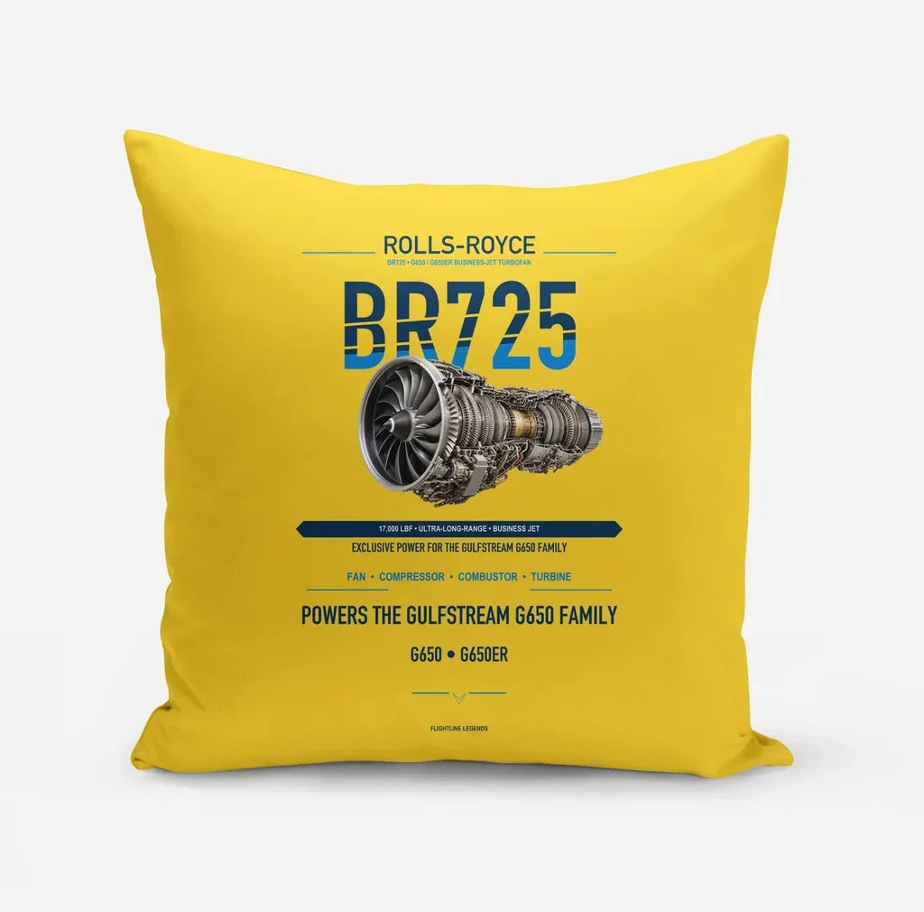 BR725 design on yellow pillow