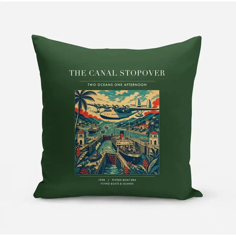 VINTAGE G4077 - The Canal Stopover - Designed Pillows design on darkgreen