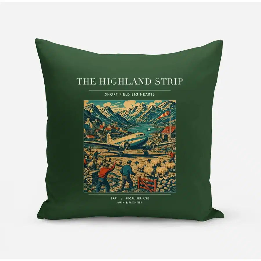 VINTAGE G4097 - The Highland Strip - Designed Pillows design on darkgreen