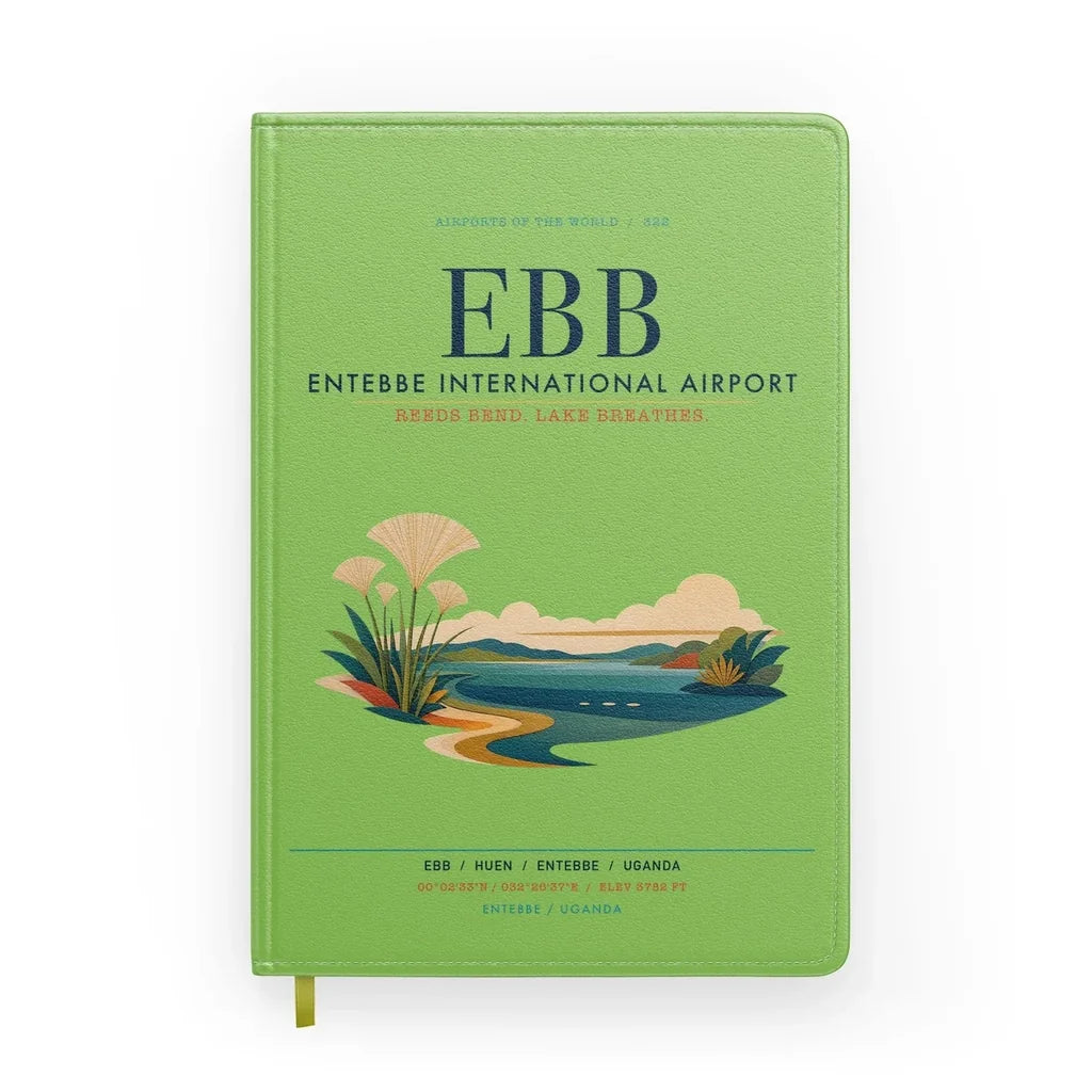 Entebbe International Airport (EBB) design on light green notebook