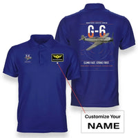 Thumbnail for Messerschmitt Bf 109G-6 design on blue+name double-side polo t-shirt, double-side print