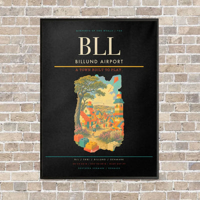 Billund Airport BLL - Canvas Framed - Black
