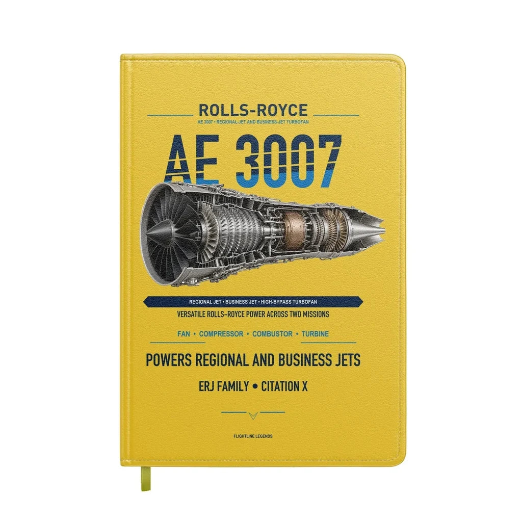 AE 3007 design on yellow notebook