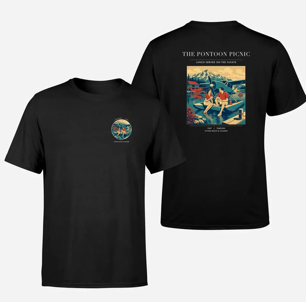 VINTAGE G4250 - The Pontoon Picnic - Double-Side T-Shirt design on black double side t shirt