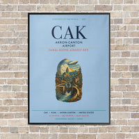 Thumbnail for Akron-Canton Airport CAK vertical canvas print - framed - light blue background