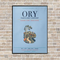 Thumbnail for Paris-Orly Airport ORY vertical canvas print - framed - light blue background