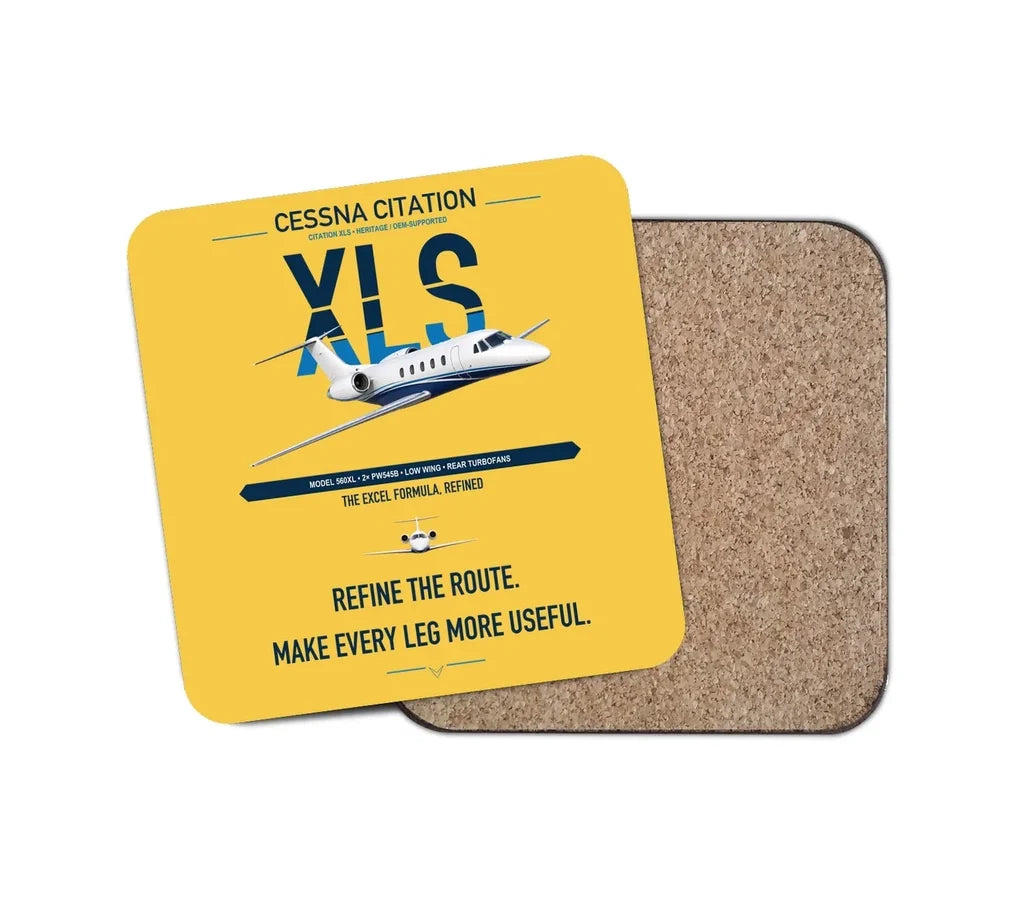 Cessna Citation XLS design on yellow 1 piece coaster