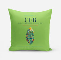 Thumbnail for Mactan-Cebu International Airport (CEB) design on light green pillow