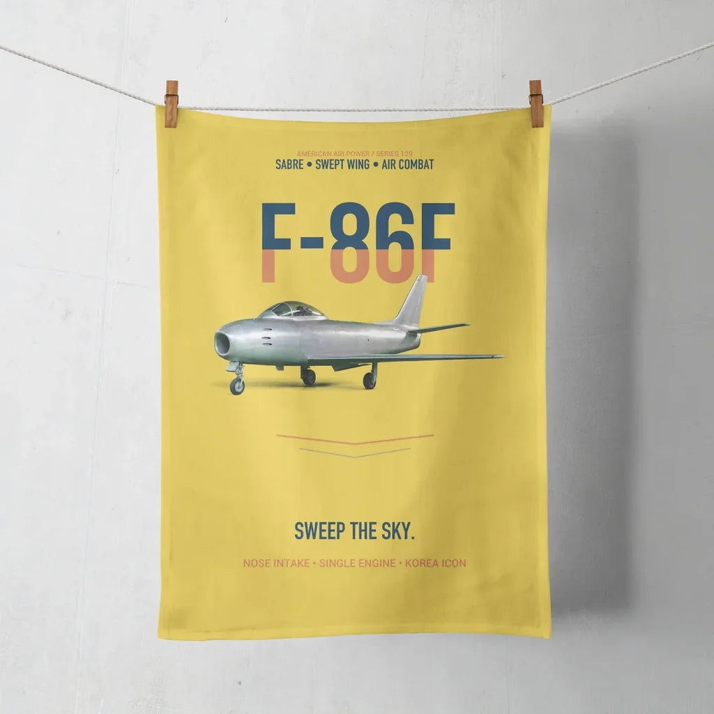 F-86F Sabre Sweep The Sky design on yellow towel