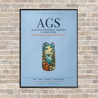 Thumbnail for Augusta Regional Airport at Bush Field AGS vertical canvas print - framed - light blue background