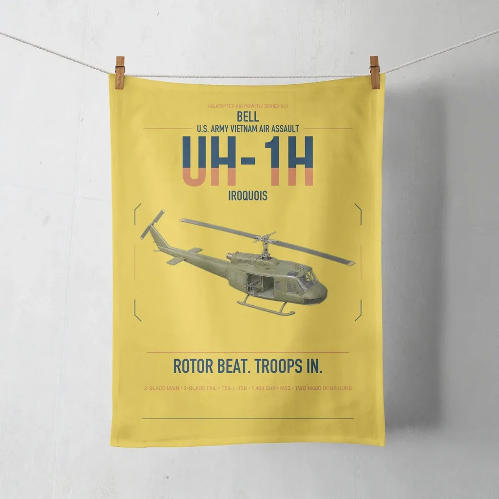 Bell UH-1H Iroquois design on yellow towel