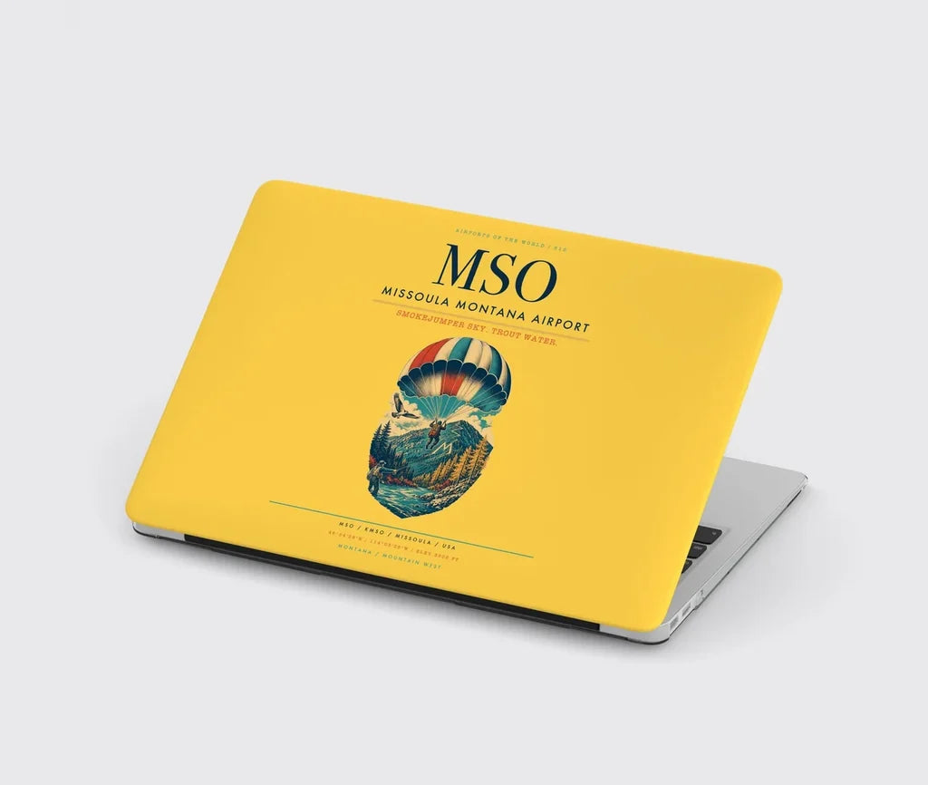 Missoula Montana Airport (MSO) design on yellow MacBook case