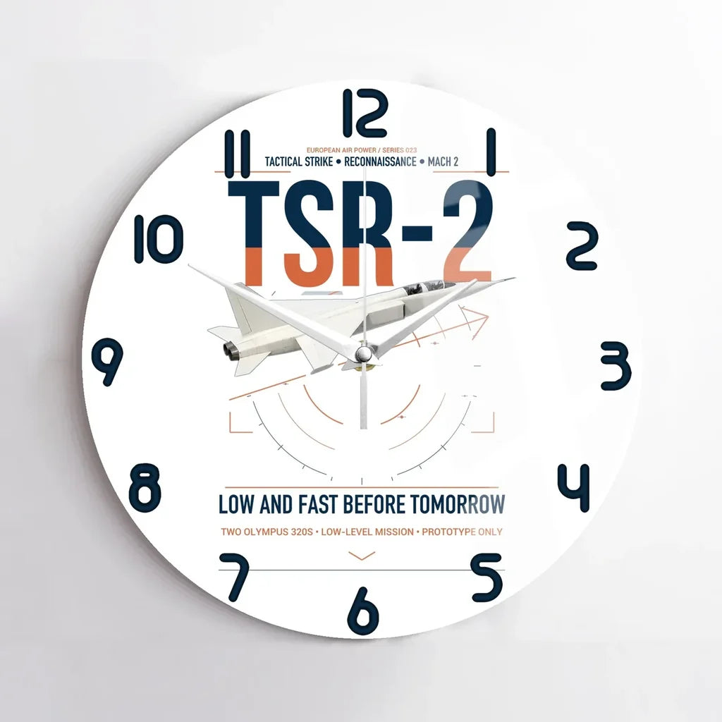 BAC TSR-2 design on white no frame wall clock