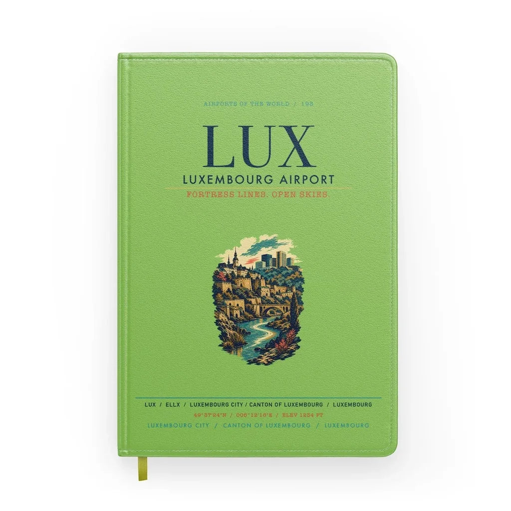 Luxembourg Airport (LUX) design on light green notebook