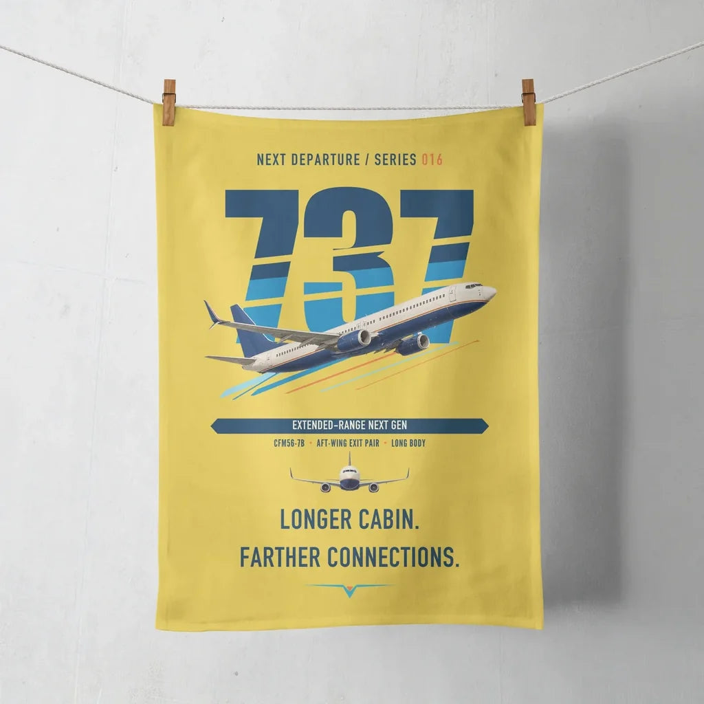 Boeing 737-900ER design on yellow towel