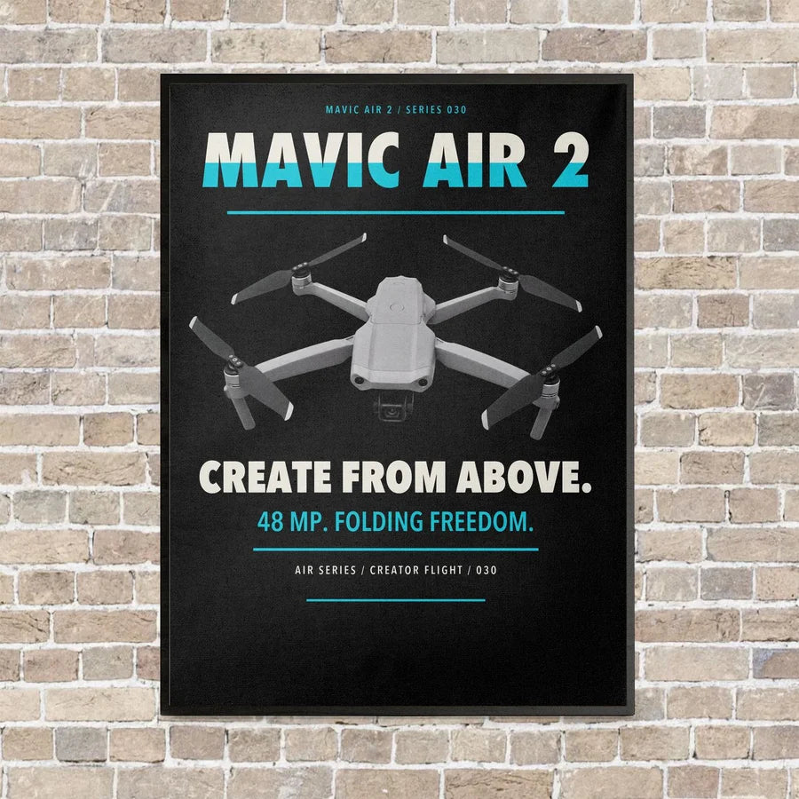 DJI Mavic Air 2 vertical canvas print - framed - black background