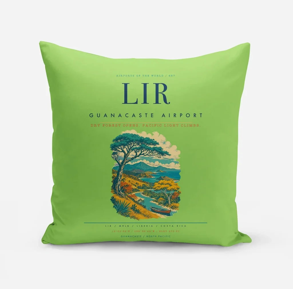 Guanacaste Airport (LIR) design on light green pillow