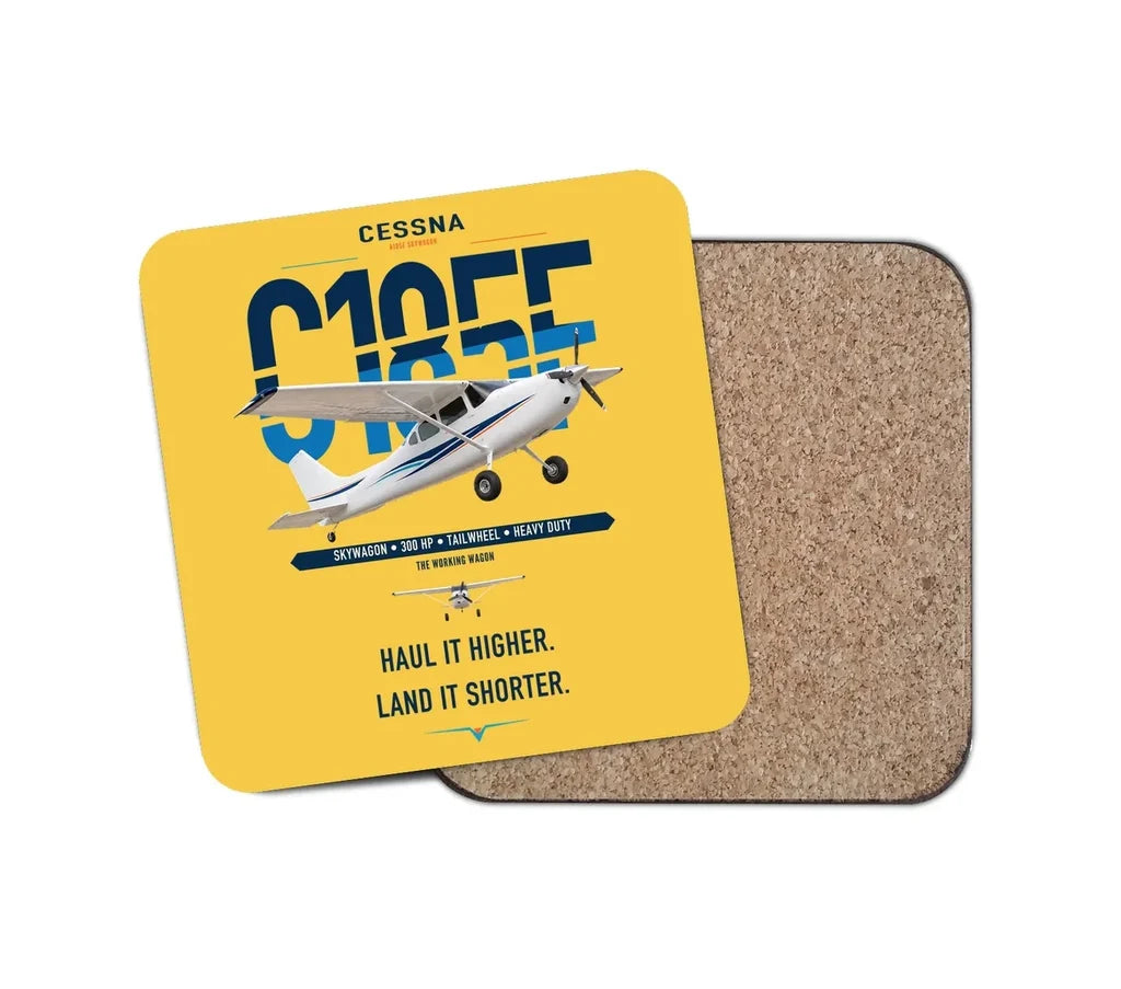 Cessna A185F Skywagon design on yellow 1 piece coaster