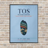 Thumbnail for Tromsø Airport TOS vertical canvas print - framed - light blue background