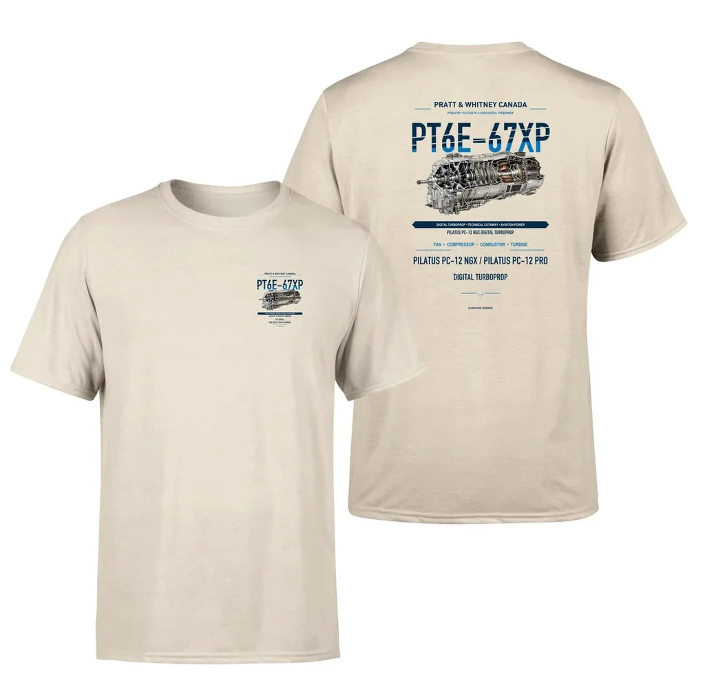 PT6E-67XP design on beige t shirt